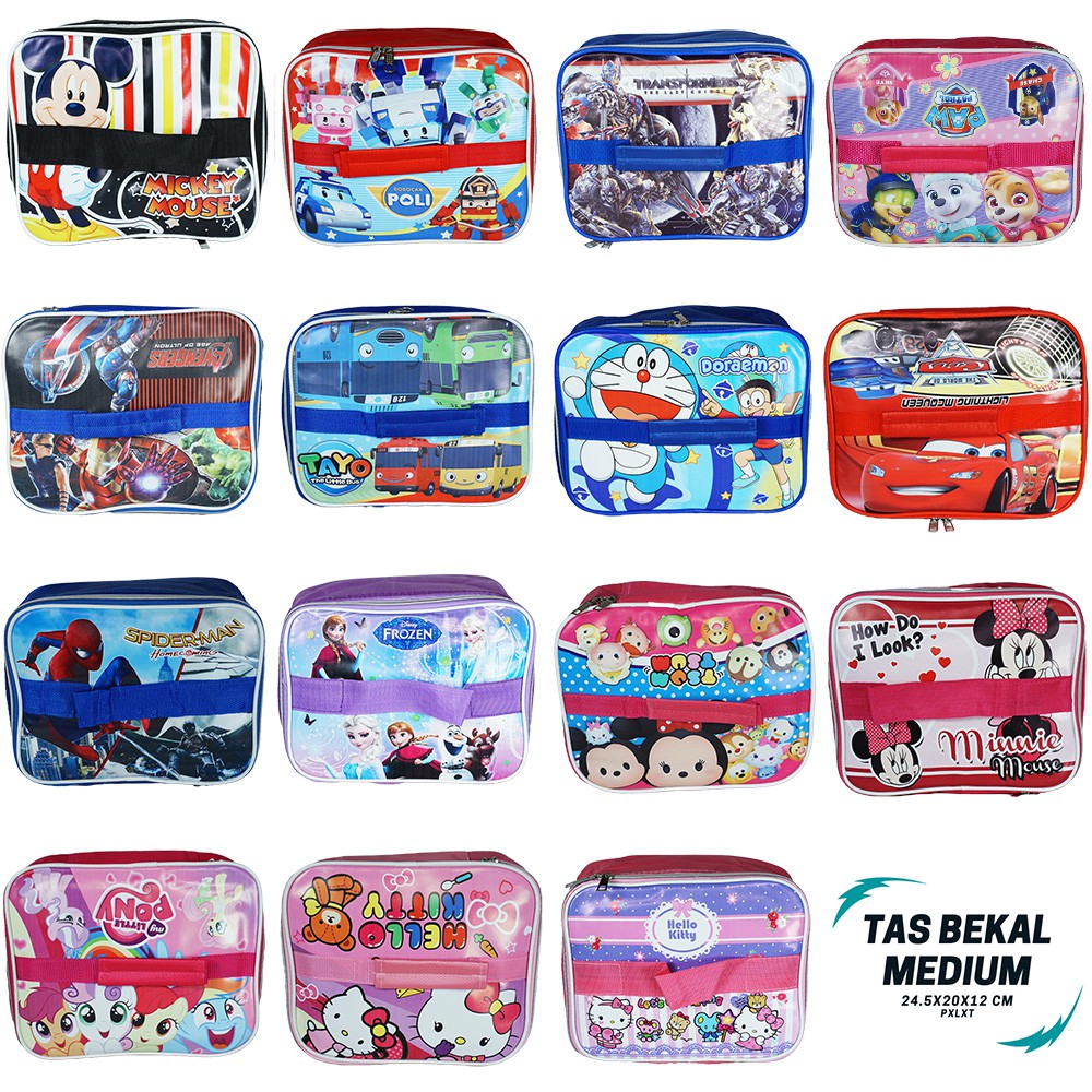 Tas bekal anak karakter / lunch box insulated alumunium / TAS MEDIUM