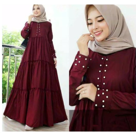 Baju Gamis Muslim Terbaru 2021 Model Baju Pesta Wanita kekinian Bahan Katun Kekinian ABG remaja