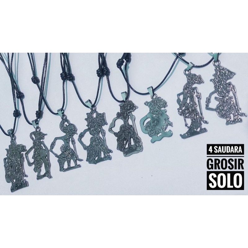 4s Grosir Solo || Kalung Wayang / Kalung Bandul Wayang || Kalung Hitam Tali Korea Liontin Wayang Jawa