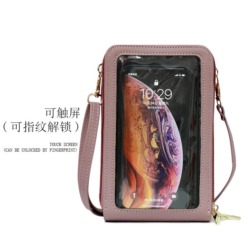 Tas Selempang Wanita Dompet HP Wanita dg Touch Screen Transparant Multifungsi Original Import 65.ID