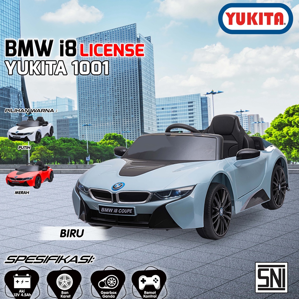 MAINAN MOBIL AKI ANAK YUKITA 1001 BMW i8 Sporty - LICENSE BMW