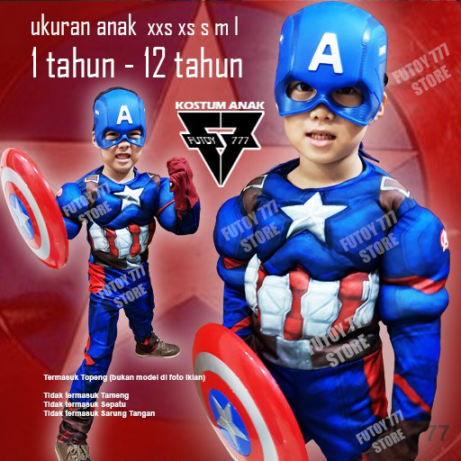  Baju  kostum anak Captain  America  superhero super hero 