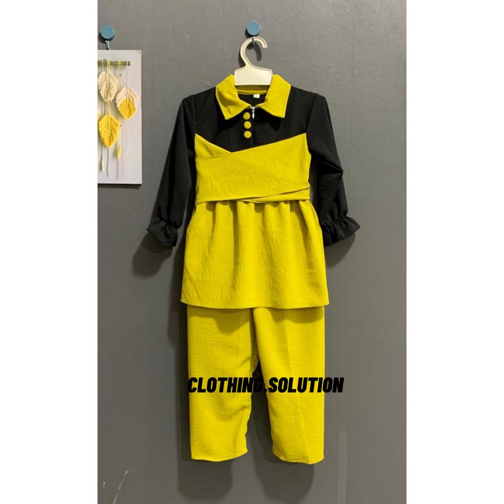 Viral...set crinkle lesti kimono kombinasi kancing | setelan lesti anak perempuan usia 1-12 tahun | 