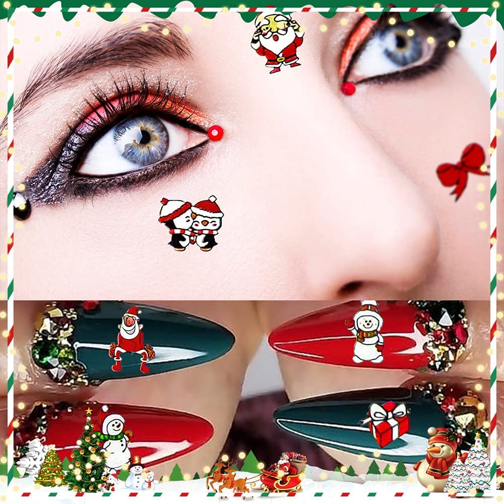 Random Color Christmas Nail Art Stickers/ 3D Self-adhesive Nail Decals/ Santa Claus Snowflake Nail Design