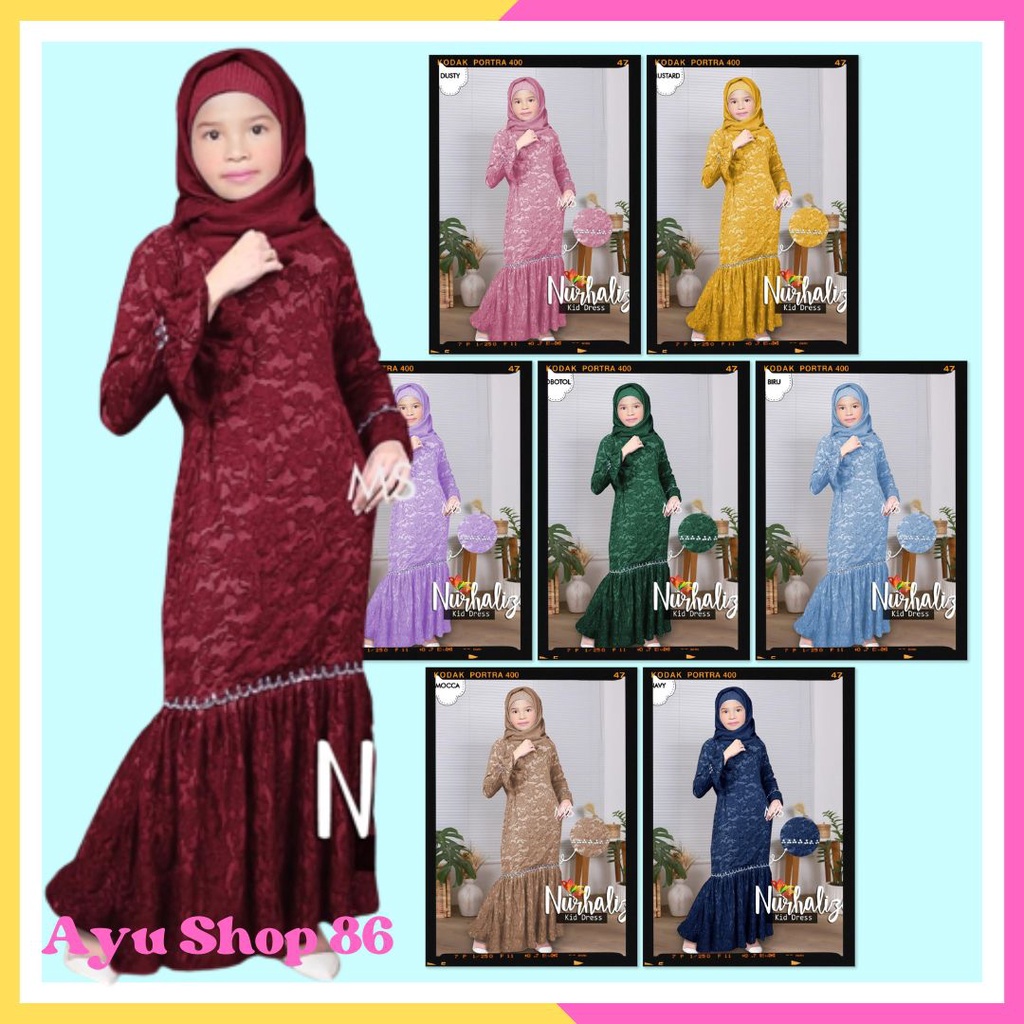Baju Gamis Brukat Nurhaliza Anak Muslim Perempuan Usia 3 4 5 Tahun Pesta Kondangan Terlaris Simpel M
