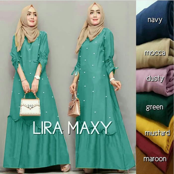 Baju Atasan Gamis Wanita Muslim Syari - Maxi Dress Mote Lira - Hijab