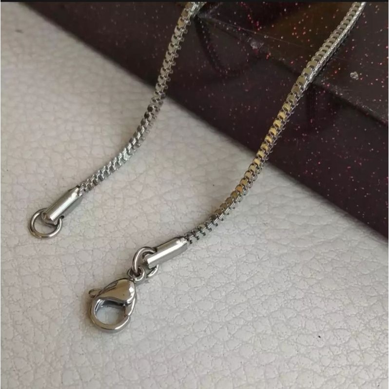 KALUNG TITANIUM SILVER MODEL MILANO KACA FASHION PRIA WANITA-KALUNG MILANO KACA SILVER