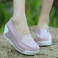 NR28 SEPATU WEDGES FASHION EMORY KEMBANG CEWEK WANITA CASUAL TRENDY MODIS SEKOLAH KERJA SANTAI