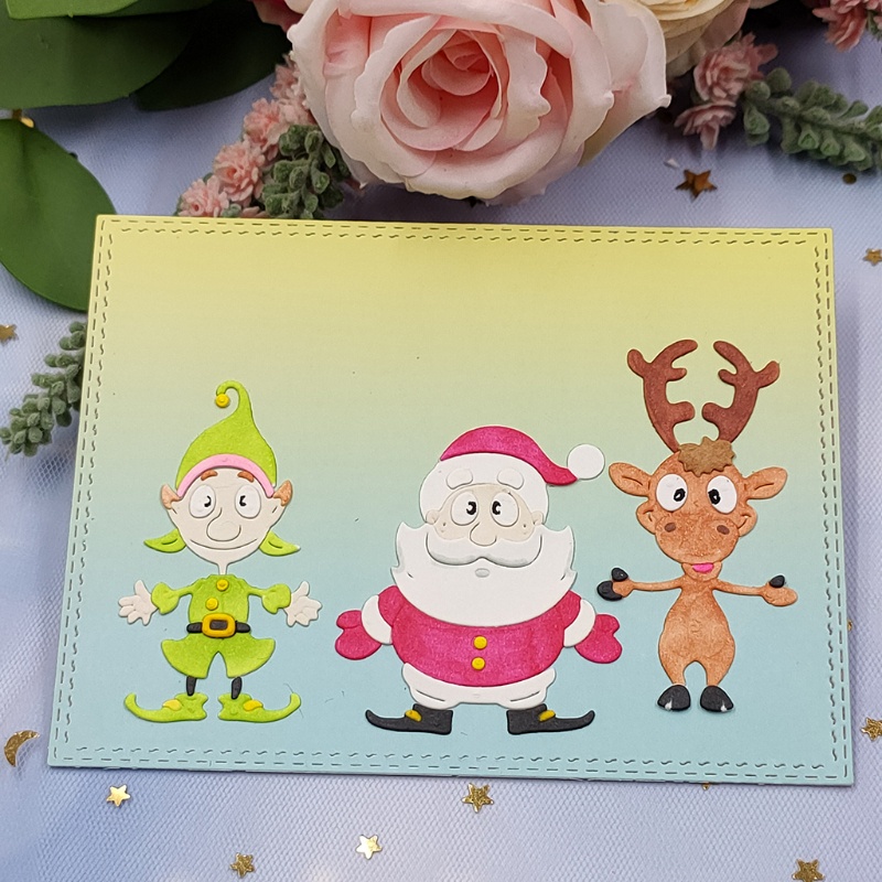 Cetakan Stensil Cutting Dies Motif Snowman Rusa Natal Bahan Metal Untuk Scrapbook / Craft DIY