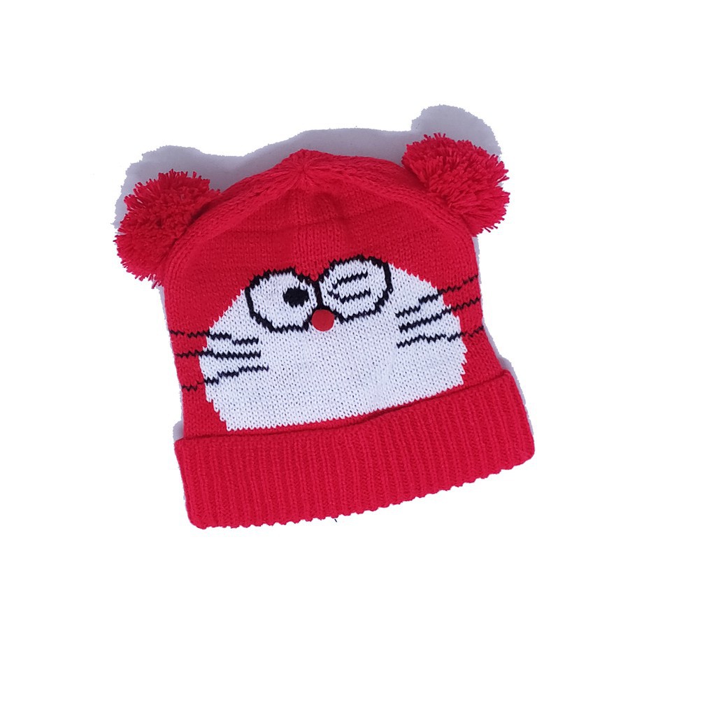 Kupluk Bayi Anak Model Pompom Karakter Doraemon Anak Usia 6 Bulan - 3 Tahun Laki Perempuan
