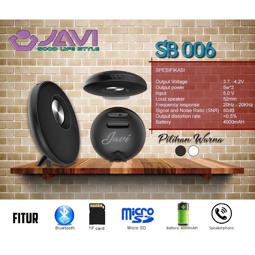 Speaker Bluetooth Javi SB 006 - SPEAKER BULAT JAVI SB-006