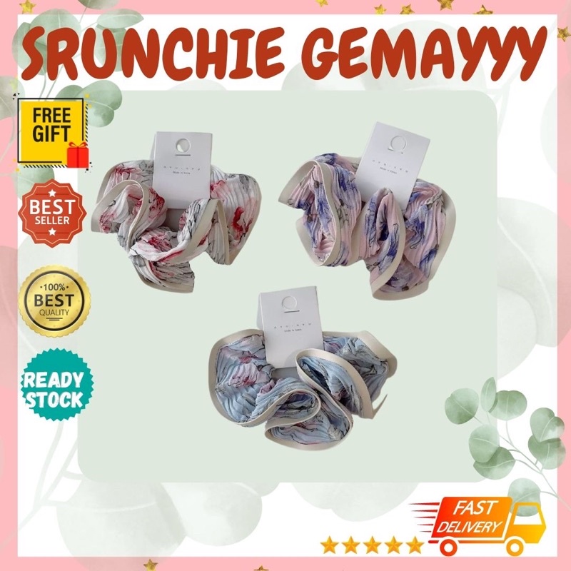 IKAT RAMBUT BANDANA SILK SCRUNCHIE SRUNCHIE SCRUNCIE SKRUNCHIE SCRUNCHIES AKSESORIS ASESORIS HAIR AC