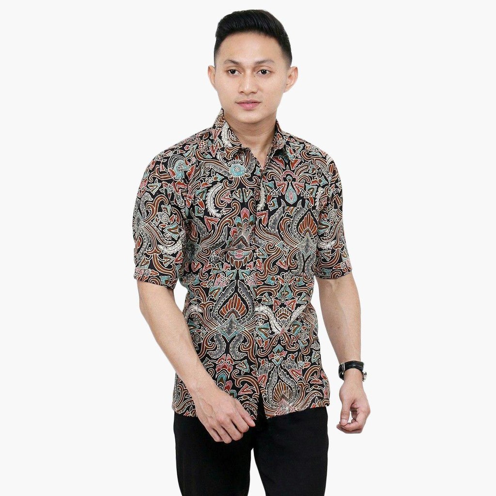 KEMEJA BATIK PRIA MODERN LENGAN PENDEK MOTIP CIREBONAN