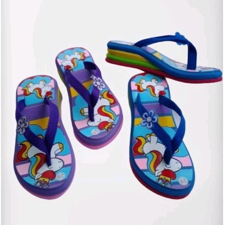 Sandal anak wanita wedges lapis kuda poni ungu