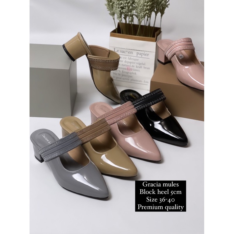 DECLARE&amp;DEE GRACIA MULES BLOCK HEEL 5CM