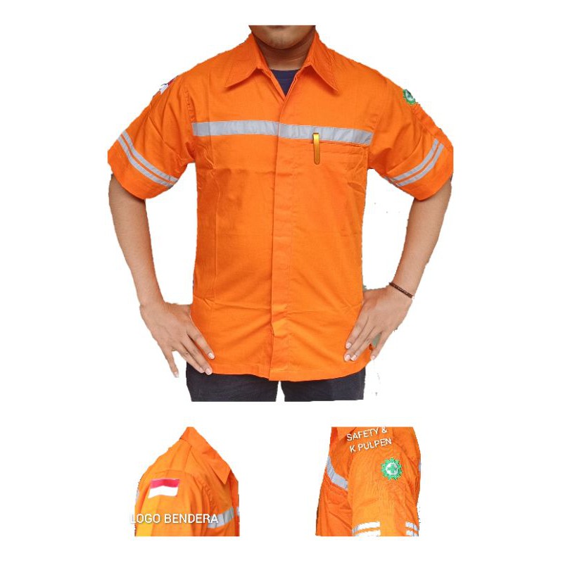 Baju safety Werpack atasan wearpack seragam safety baju kantor karyawan kemeja/wearpack pendek