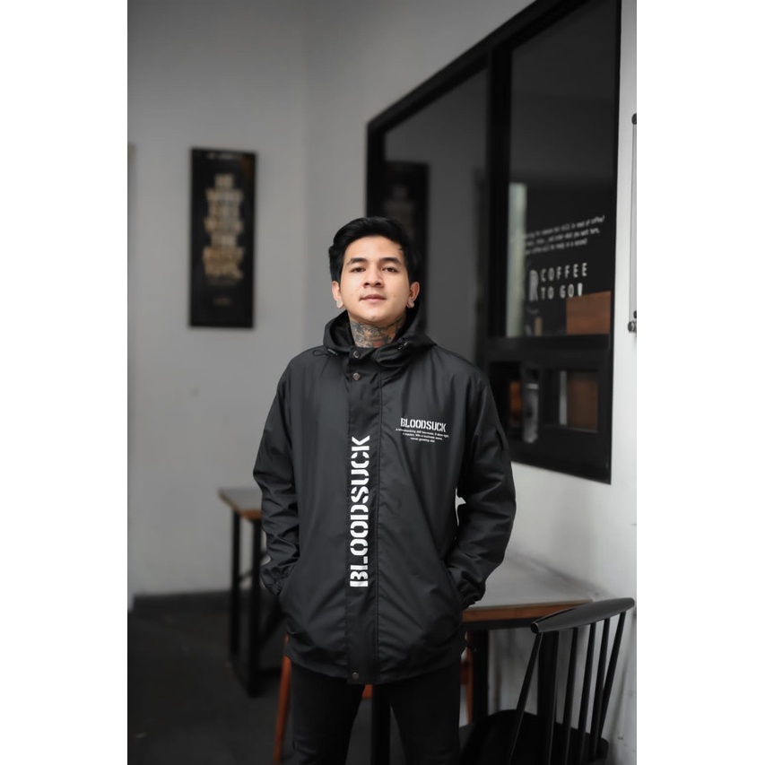 Jaket Casual Bloodsuck Jaket Parasut Pria Full Black Salviohexia