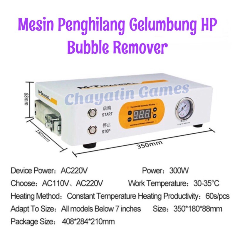 Mesin Bubble LCD Remover M1 M-TRIANGLE - Mesin Vacum Penghilang Gelumbung