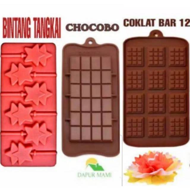 DAPURMAMI Cetakan Silikon Coklat Bintang Star Wafer Chocolate Bar Smile Kotak Dot Silicone