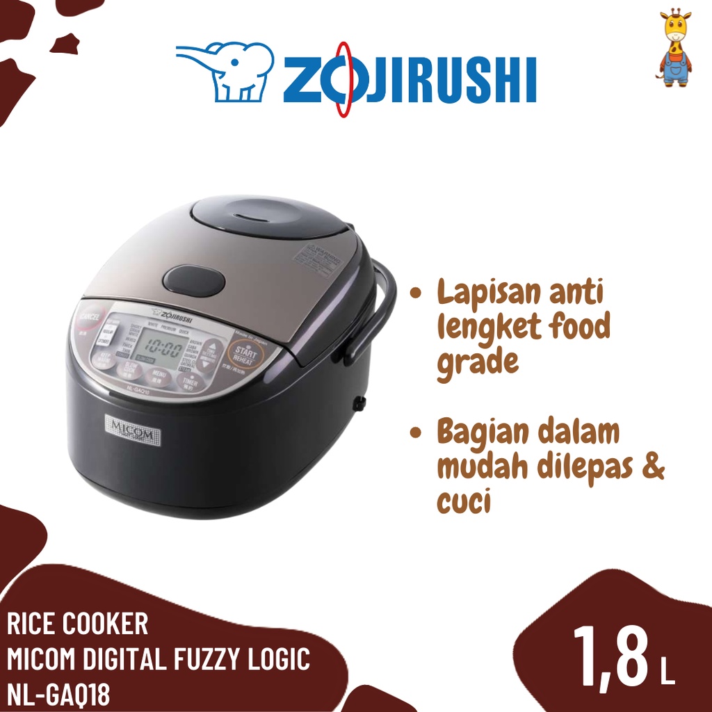 Zojirushi Rice Cooker Micom Digital Fuzzy Logic NL-GAQ18