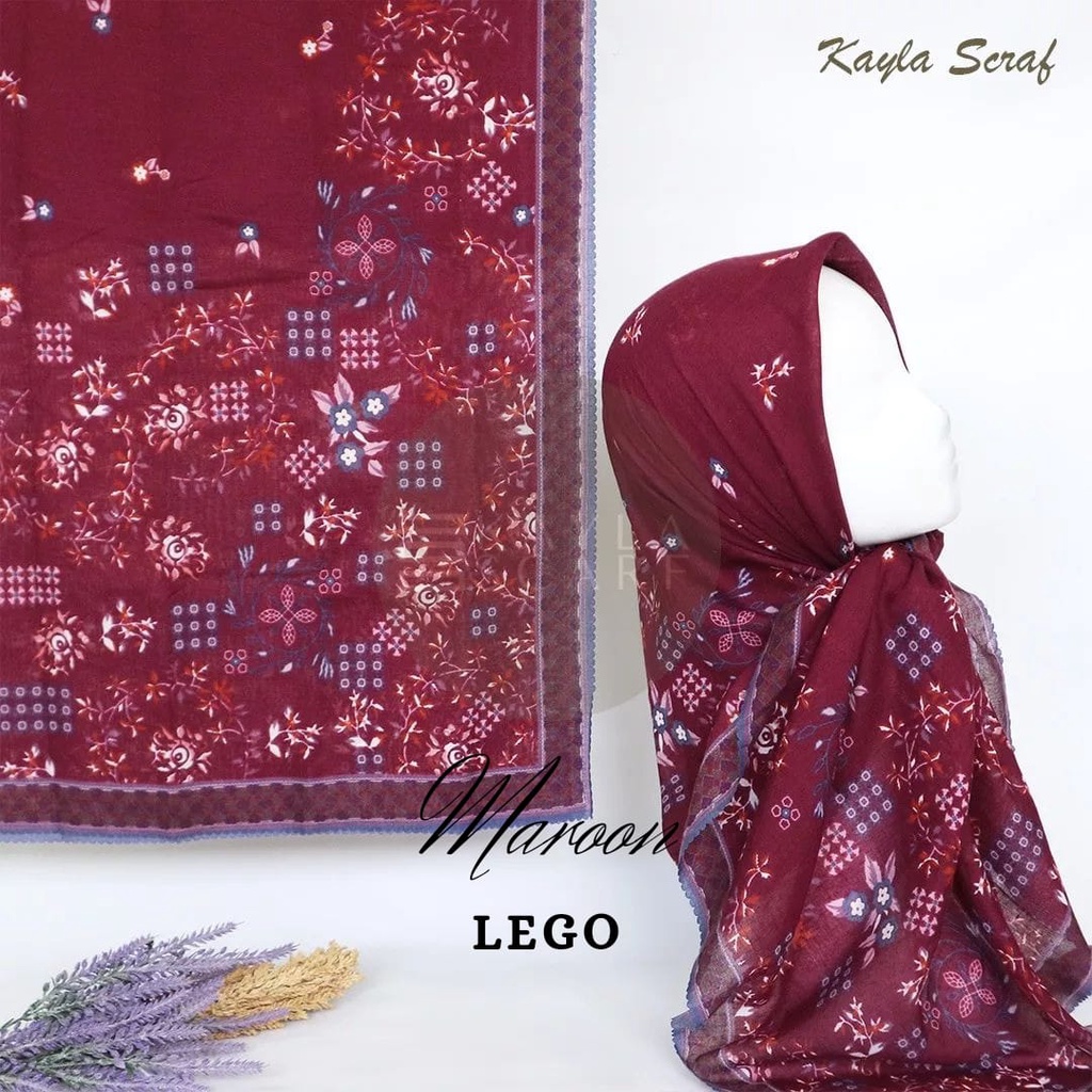 Hijab Segiempat Bahan Voal Jilbab Motif BATIK / UKIRAN VOAL Bahan Voal Motif Denay part 2