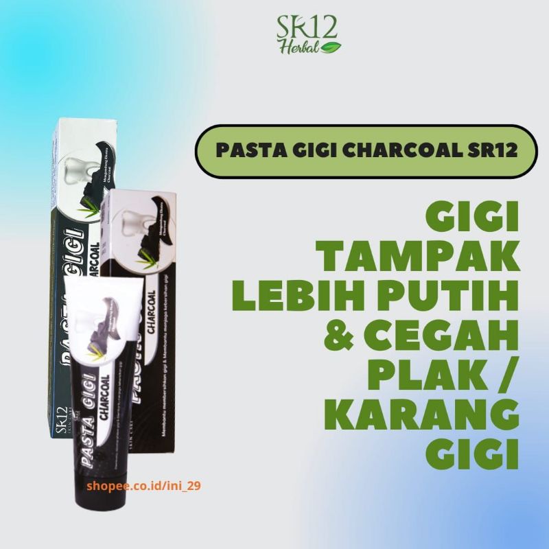 Pasta Gigi Charcoal SR12 - Pemutih Gigi - Perontok Karang Gigi - Odol Pemutih Gigi dan Karang Gigi