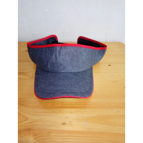 Topi Golf Polos Abu strip merah bahan Fleece,Fashion Topi,Fashion Wanita,aerobik,lari,senam,Jilbab,