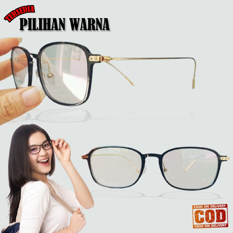 Kacamata Fashion Pria Wanita Kaca mata Gaya Korean Sytle Lensa Normal Transparan Frame Multicolor