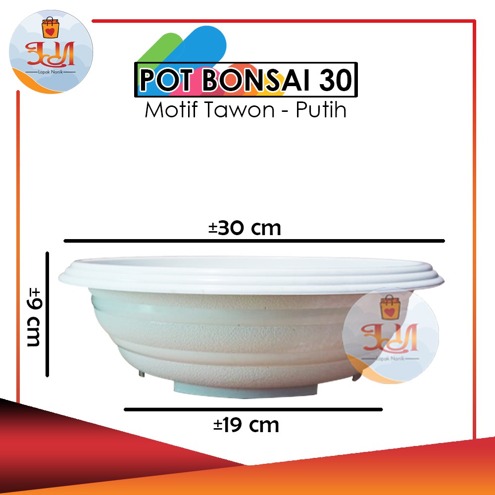 Pot Bonsai Plastik 30 Putih / Pot Bonsai Ceper Tawon 30 / Pot Tanaman Bonsai Bulat Ceper JMP-001