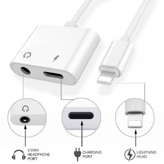 Splitter Handsfree Dual Ligthning 2in1 Converter Iphone 7 8 X XS Sambungan Audio jack + Charger