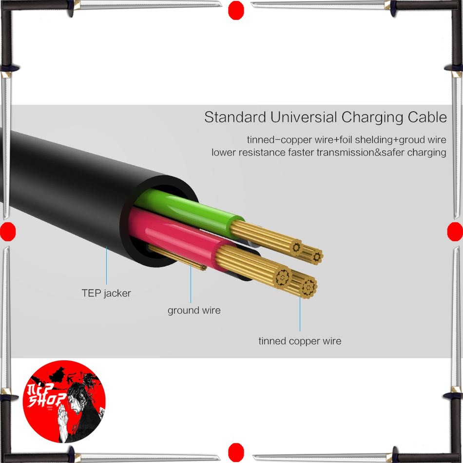 CHOETECH Kabel Charger Micro USB Fast Charging 2.4A 1m