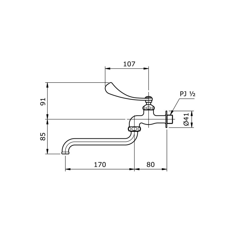 TOTO T30ARQ13N ORIGINAL Kran tembok cuci piring