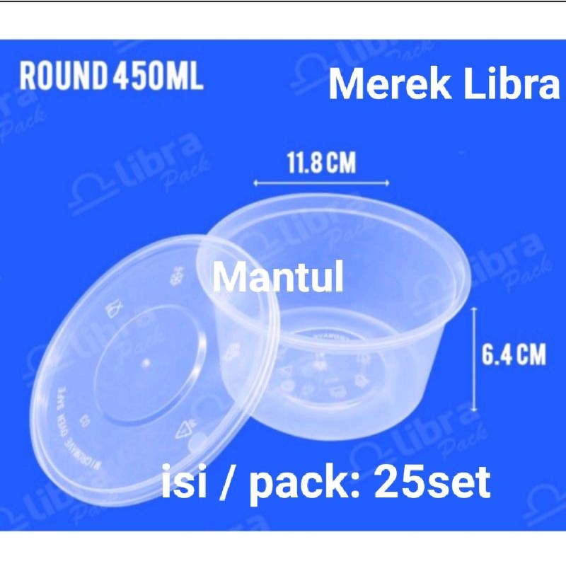 isi 25set Round Container 450ml / Mangkok Bulat