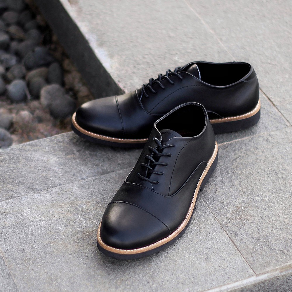 OXFORD 01 BLACK (KULIT ASLI)|MNM x Kenzio| Sepatu Pantofel Pria ORIGINAL