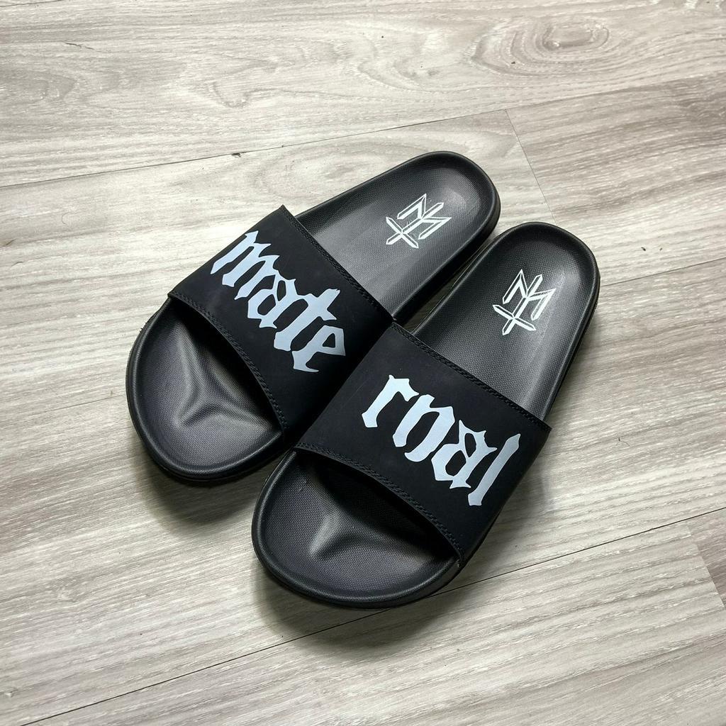 SANDAL SLIDE SLOP SLIPPER UNISEX ORIGINAL NOTBADCLUB spesial ALL SERIES OF SCRIPTURAM DARK | SENDAL HITAM PRIA WANITA