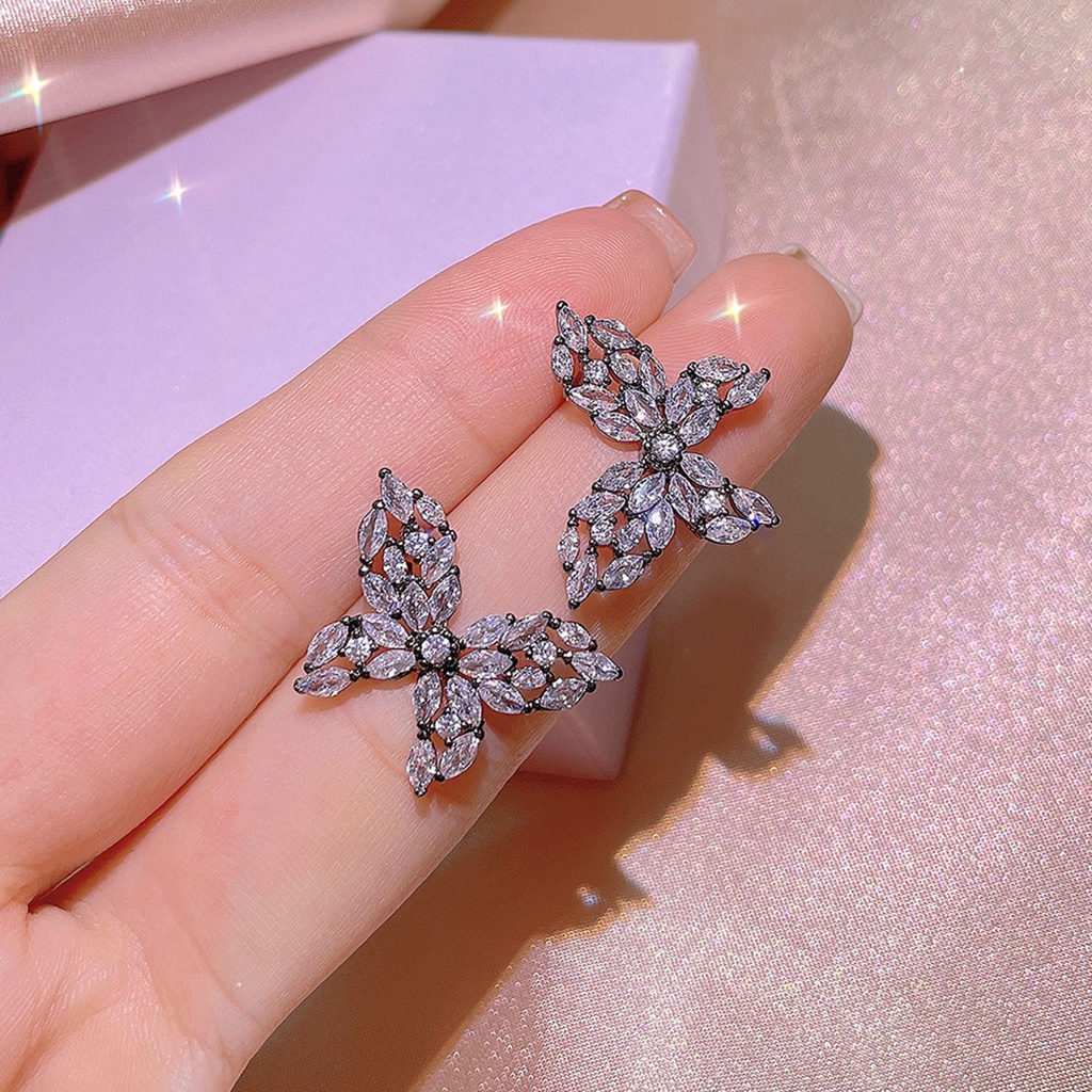 Hu Hu Hu Hu Hu Alat Bantu Pasang Kacamata♡ Kalung Anting Cincin Desain Kupu-Kupu Aksen Berlian Imitasi Untuk Wanita