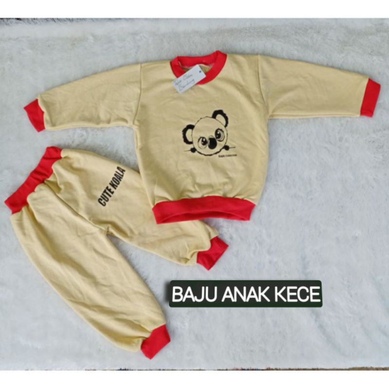 Setelan Anak Fleece 1 Sampai 5 Tahun Setelan Jogger Unisex Set Sweater Masa Kini