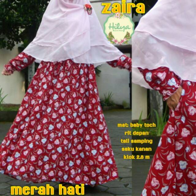 Gamis zaira merah hati