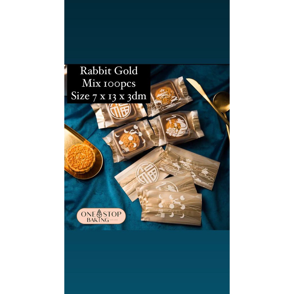 Plastic Cookies Rabbit Gold Mix