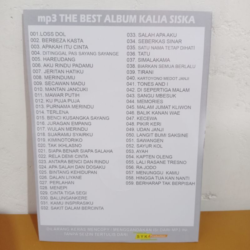 Kaset Vcd Dvd Mp3 Lagu Full Album Kalia Siska Ska 86 Shopee Indonesia