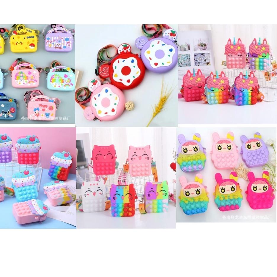<ZuB ☼> POP IT UNICORN WALLET CROSS BAG / TAS ANAK POP IT UNICORN MINI SLING BAG SIZE S |[Bayar dite