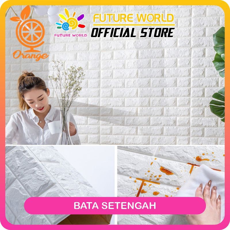 Wallpaper Dinding 3D Brickfoam Sticker Foam Batu Bata 38.5*70Cm Dekorasi Dinding Kamar Murah FW88
