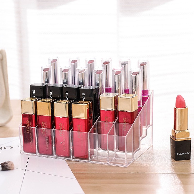 Rak Lipstik 24 slot / Tempat Penyimpanan Lipstick / Make Up Organizer / Rak Kosmetik Lipstik Acrylic 24slot