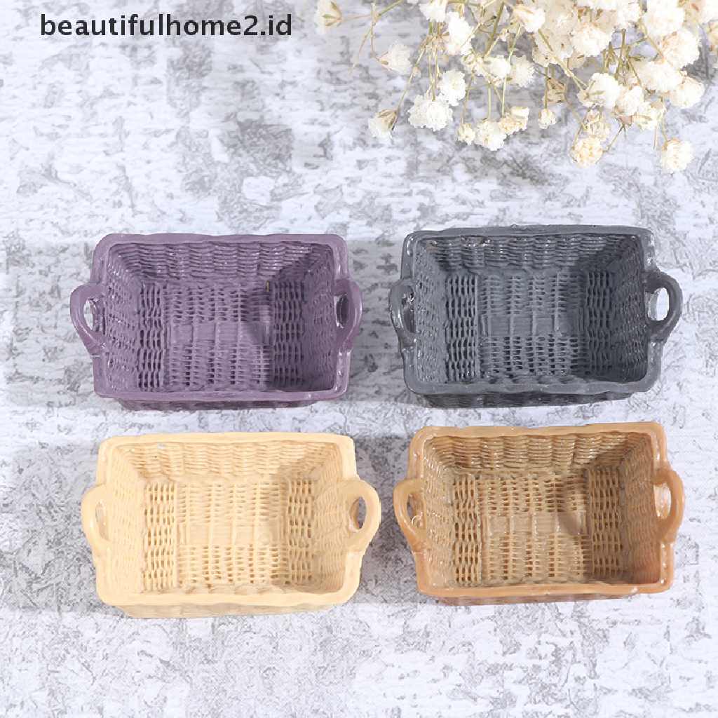 [beautifulhome2.id] 1/12 Dollhouse Miniature Mini Resin Storage Basket Model Accessories Toys ID