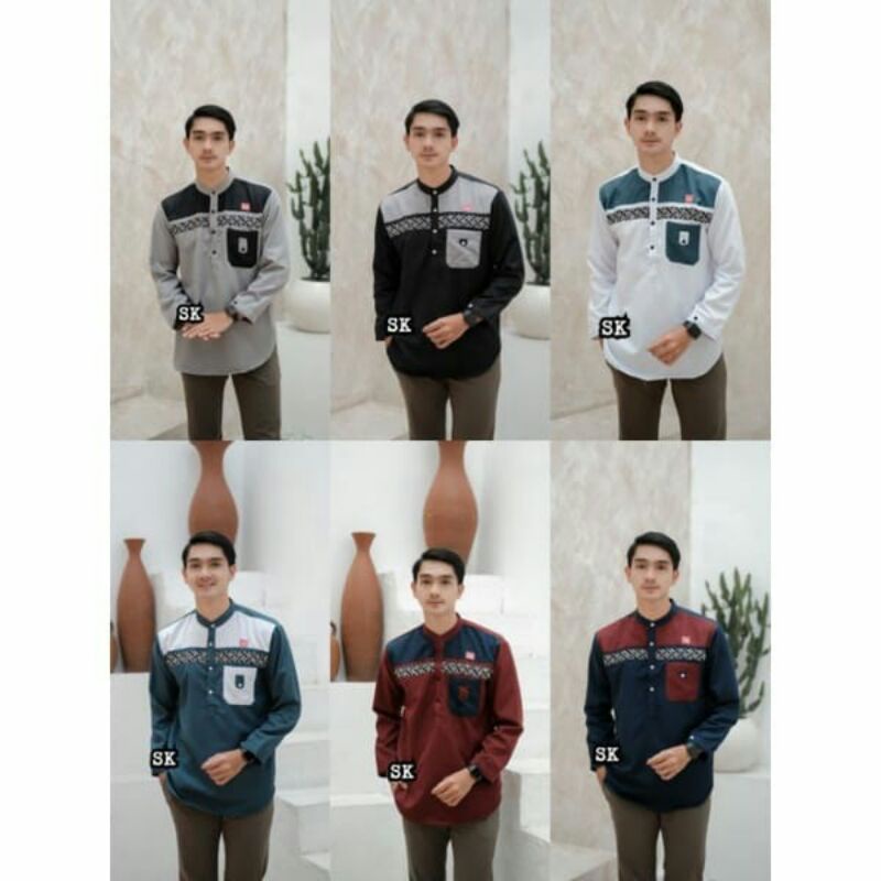 Baju koko kurta dewasa/pria kombinasi lengan panjang