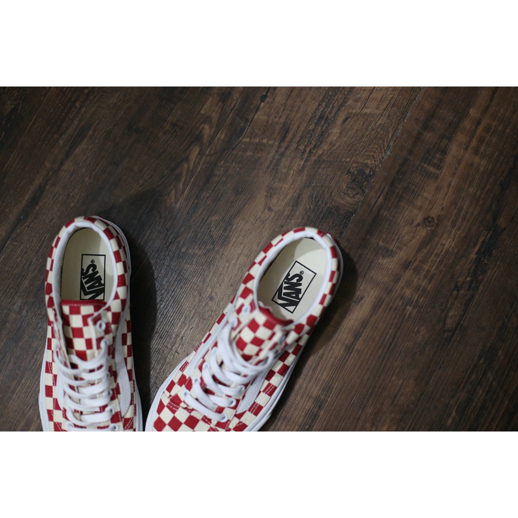 Vans Oldskool Primary Checkerboard Red White Original - Vans Old Skool Original