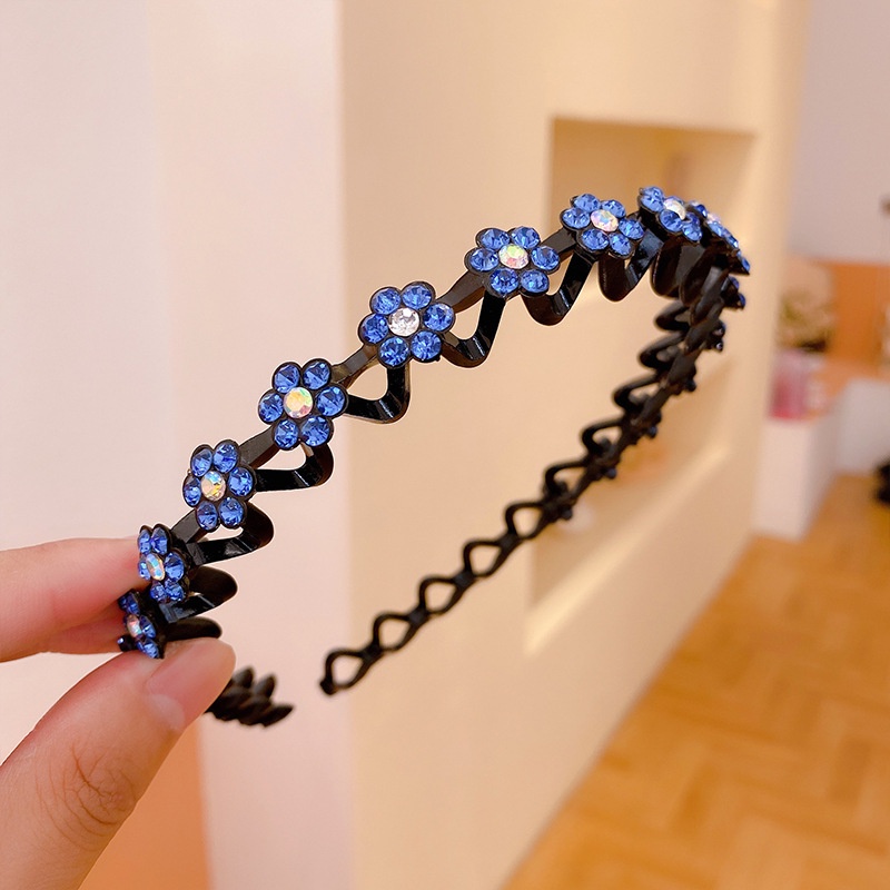Bando Elastis Desain Bunga Hias Mutiara Berlian Imitasi Gaya Korea Untuk Wanita