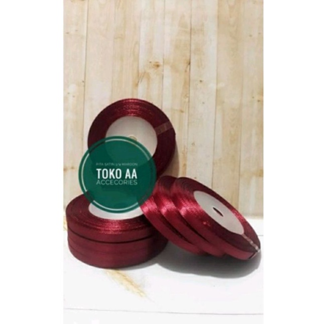 Pita Satin 1/4 inchi warna MAROON PER SLOP