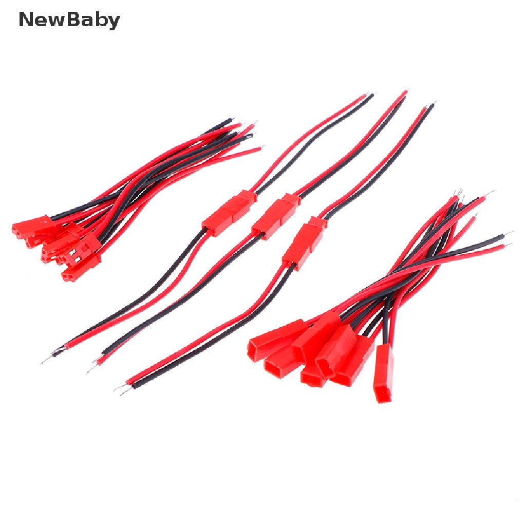 Newbaby 20pcs Konektor Kabel plug jst 2 Pin male female 22 awg Untuk Baterai rc