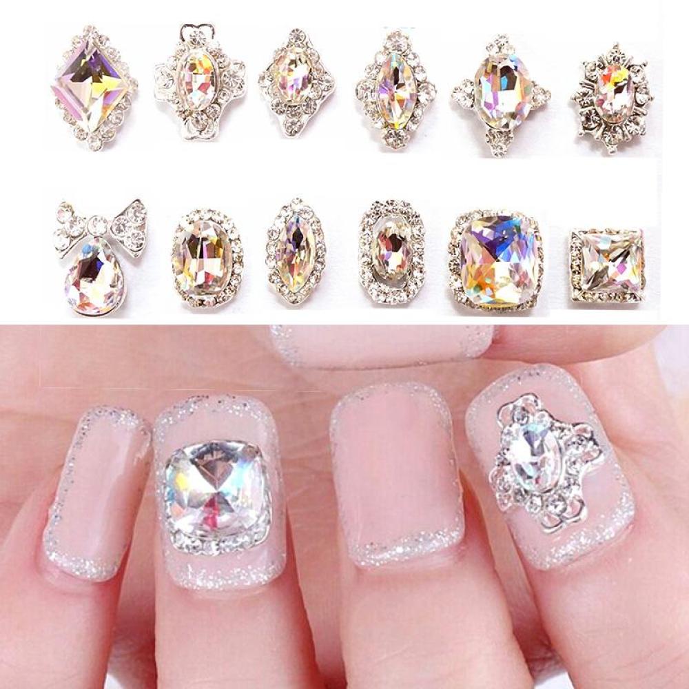 Timekey 18pcsset Berlian Imitasi 3D Bahan Alloy Untuk Dekorasi Nail Art A7K3